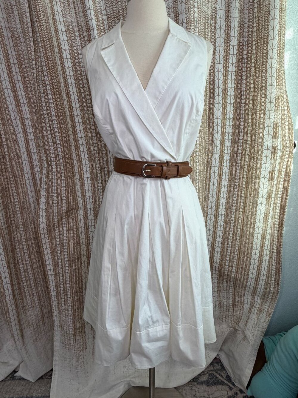 Lauren Ralph Lauren Women’s 10 White Cotton Belted Fit & Flare Shirt Dress